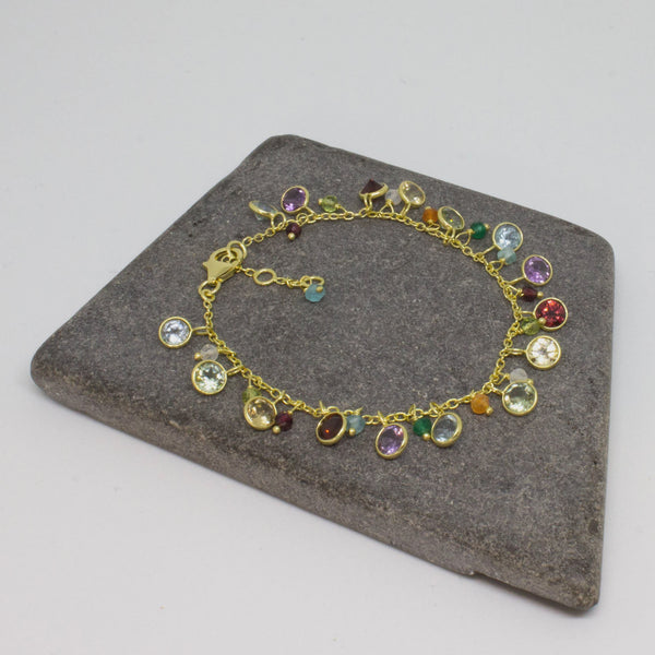 Beyond Biasa Multi Gemstone and Gold Vermeil Charm Bracelet