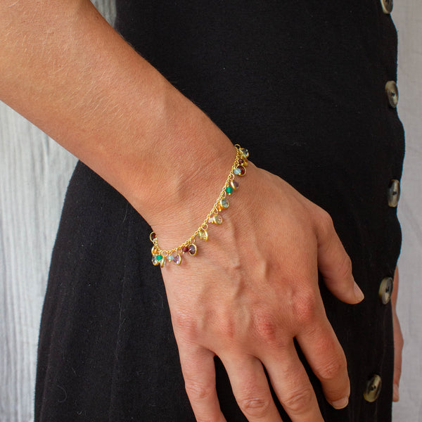 Beyond Biasa Multi Gemstone and Gold Vermeil Charm Bracelet