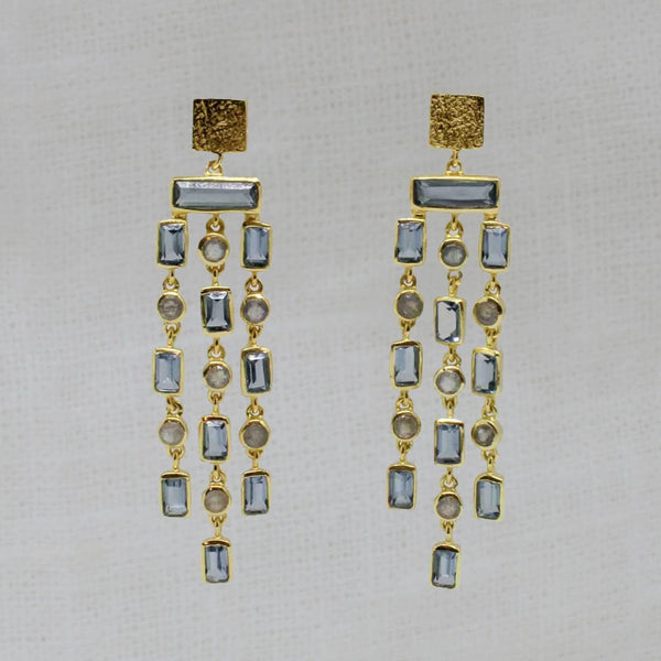 Beyond Biasa Triple Row Gemstone Chandelier Earrings