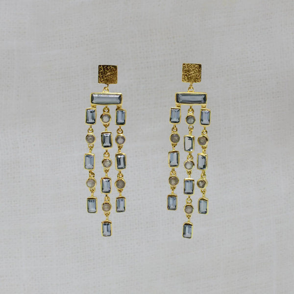 Beyond Biasa Triple Row Gemstone Chandelier Earrings