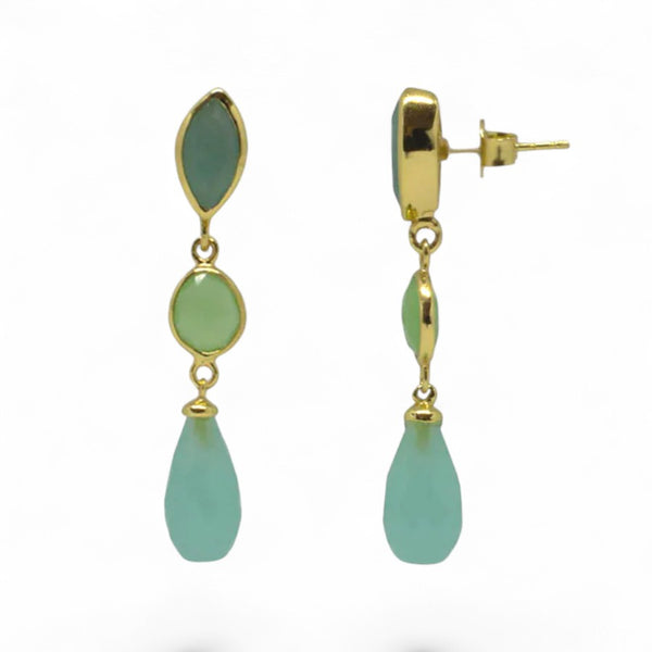Beyond Biasa Klara Triple Gemstone Drop Earrings