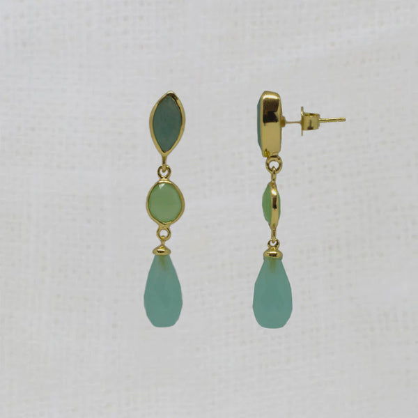 Beyond Biasa Klara Triple Gemstone Drop Earrings
