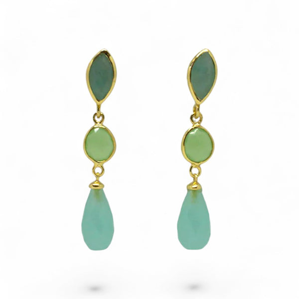 Beyond Biasa Klara Triple Gemstone Drop Earrings
