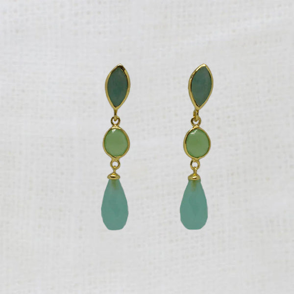 Beyond Biasa Klara Triple Gemstone Drop Earrings