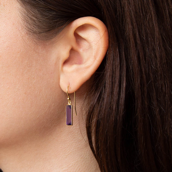 Beyond Biasa Gemstone Rectangle Drop Earrings