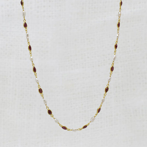 Beyond Biasa Gemstone and Pearl Lila Necklace