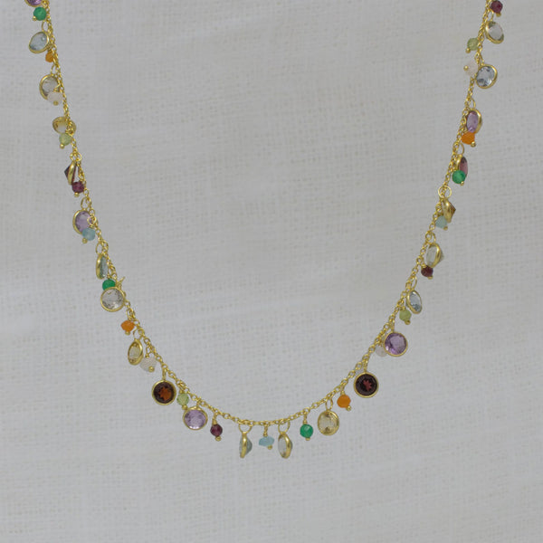 Beyond Biasa Mixed Gemstone and Gold Charm Necklace