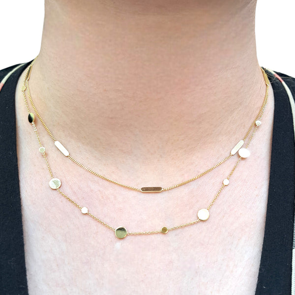 Curb Chain & Oblong Detail 9ct Yellow Gold Necklace