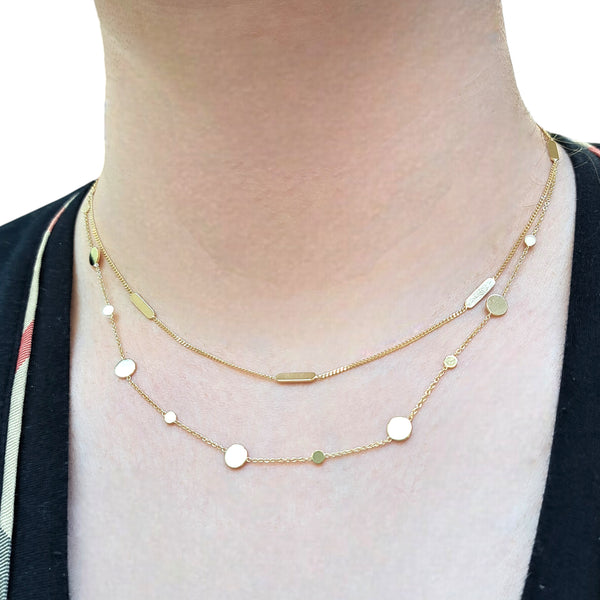 Curb Chain & Oblong Detail 9ct Yellow Gold Necklace