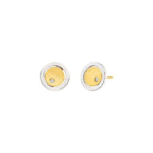 'Solar Orbit' Silver & 22ct Gold Diamond Stud Earrings