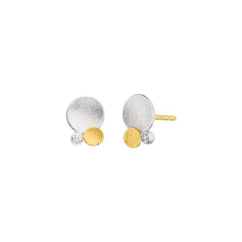 'Orbit Trio' Silver & 22ct Gold Diamond Stud Earrings