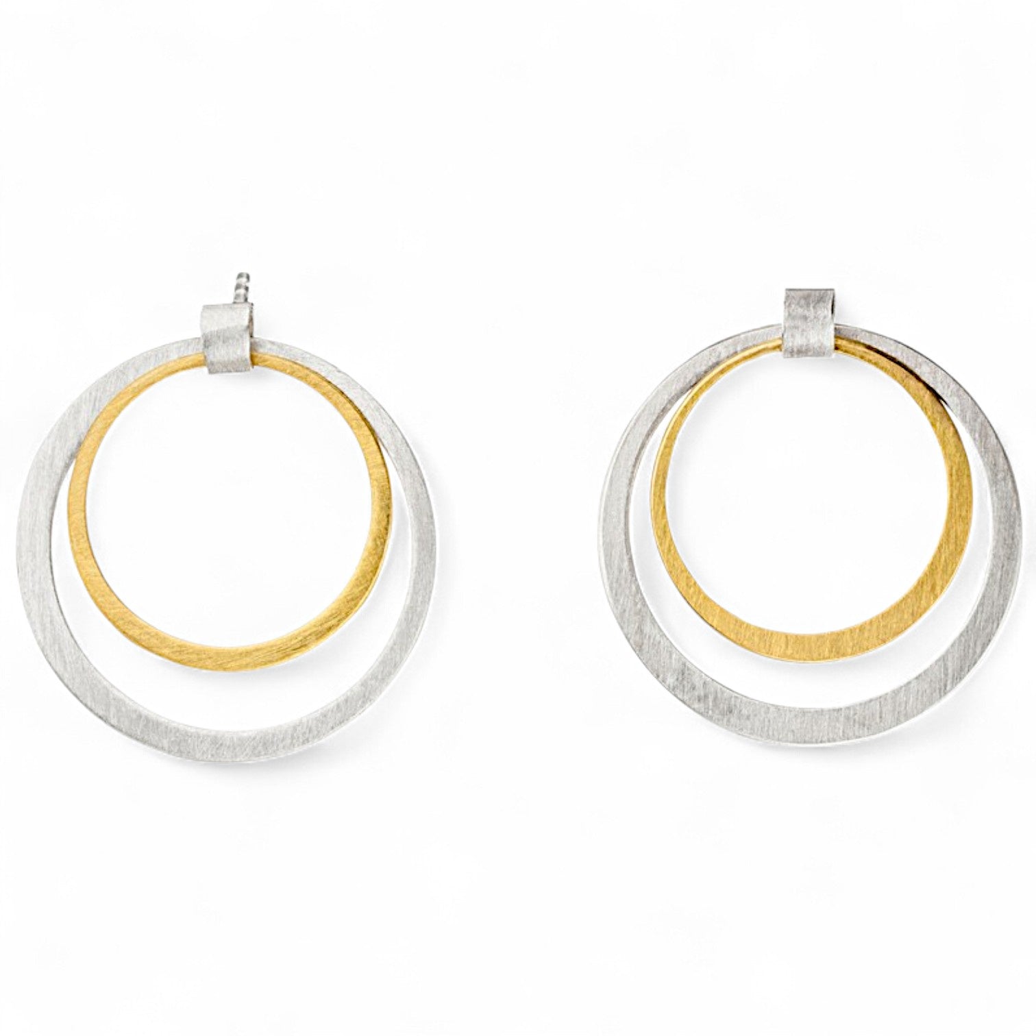 'Stellar Rings' Silver & 22ct Gold Drop Earrings
