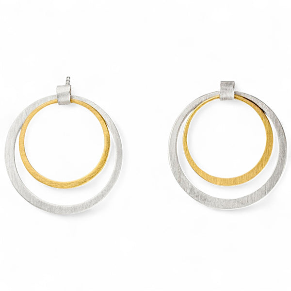 'Stellar Rings' Silver & 22ct Gold Drop Earrings