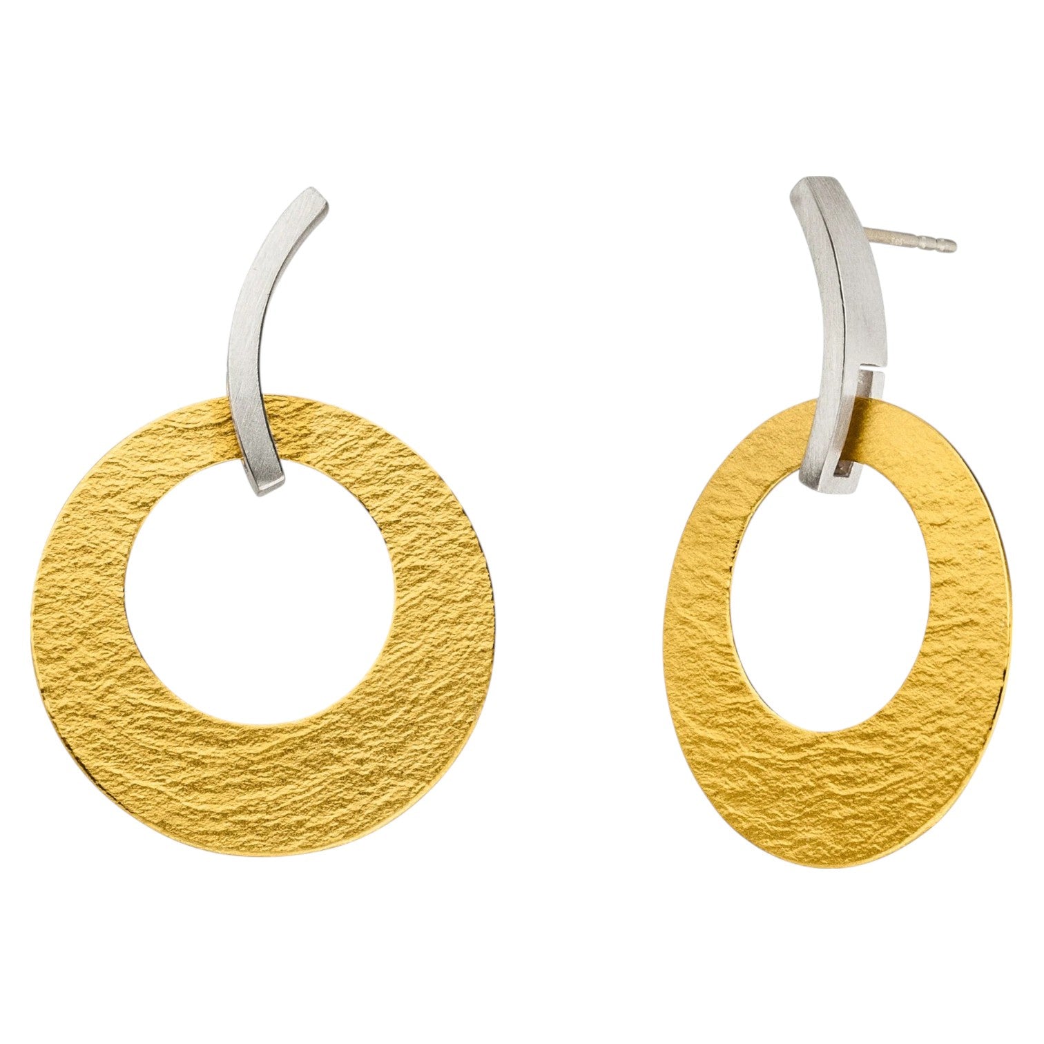 'Solar Orbit' Silver & 22ct Gold Drop Earrings