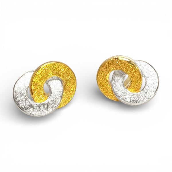 'Orbit Duo' Silver & 22ct Gold Stud Earrings