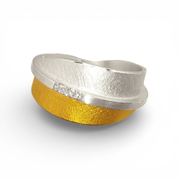 'Orbit Eclipse' Silver and 22ct Gold Diamond Trio Ring