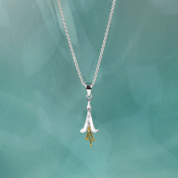 Christin Ranger Fuchsia Flower Necklace Pendant In Silver