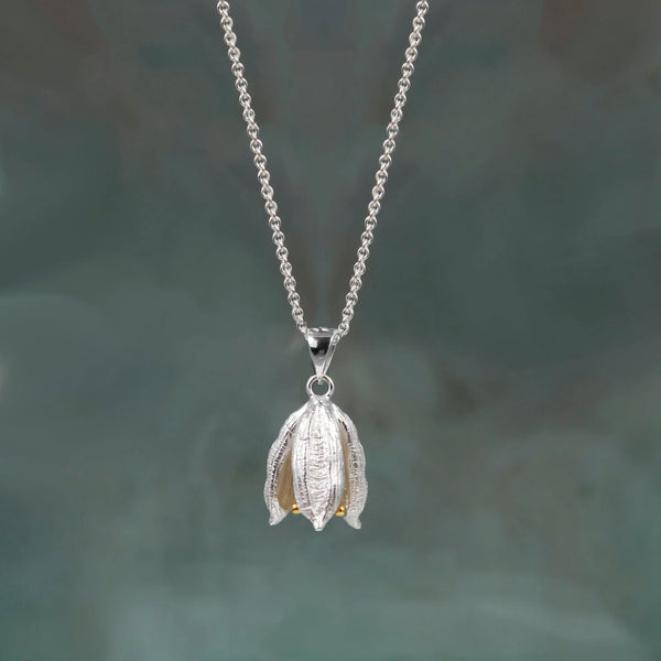 Christin Ranger Silver & Gold Flower Bud Pendant Necklace