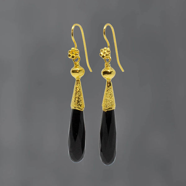 Beyond Biasa Long Faceted and Granulation Earrings