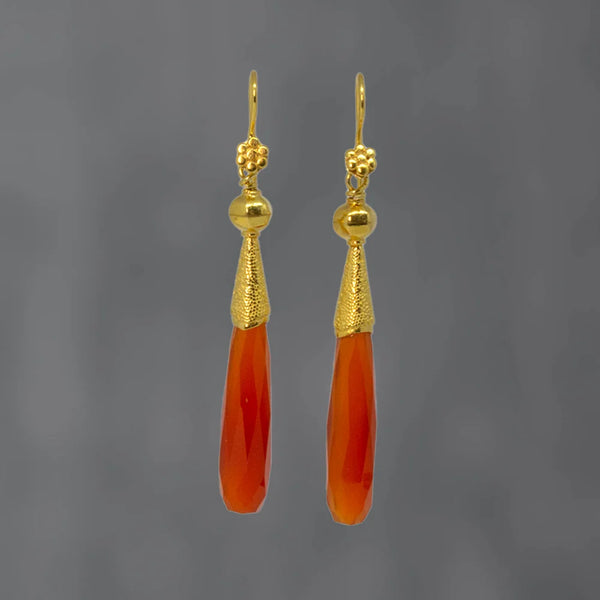 Beyond Biasa Long Faceted and Granulation Earrings