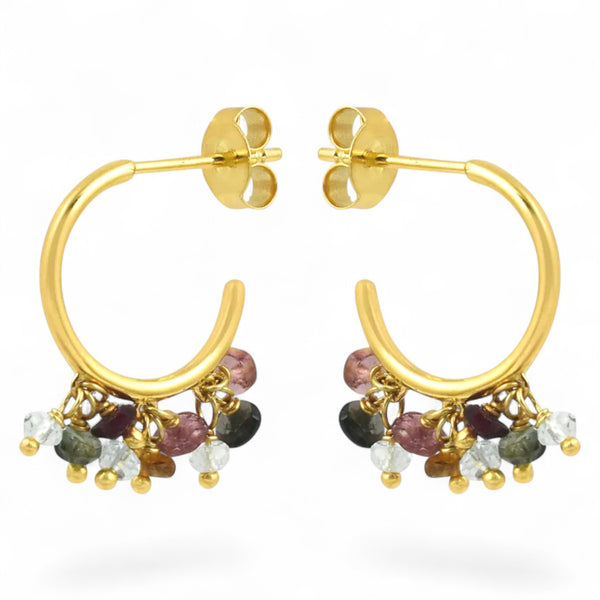 Pip Gemstone Beaded Hoop Earrings