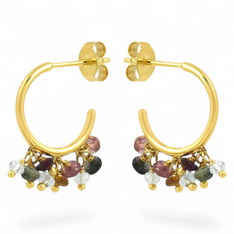 Pip Gemstone Beaded Hoop Earrings