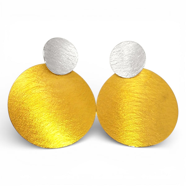 'Polar Path' Silver & 22ct Gold Drop Earrings