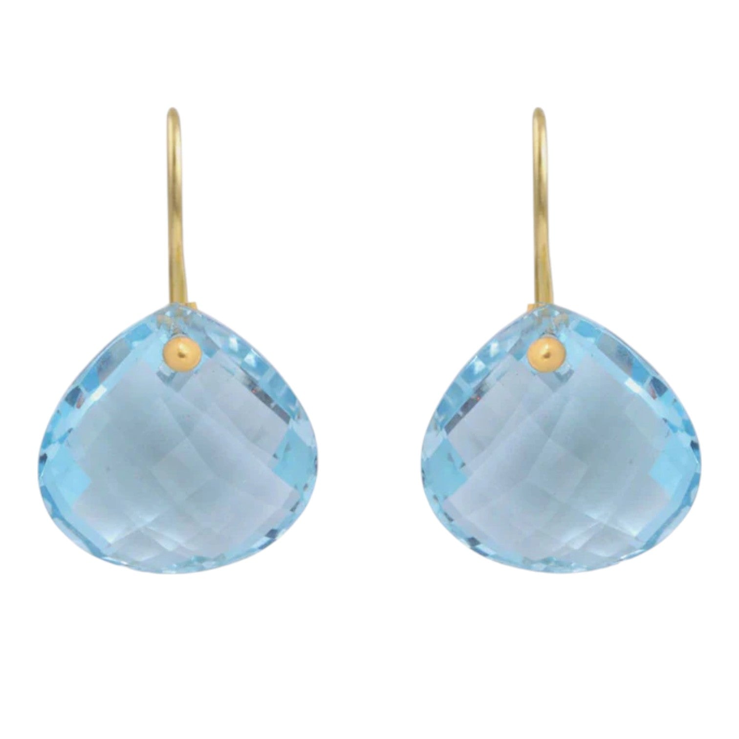Gold Elisa Blue Topaz Pear Shape Earrings