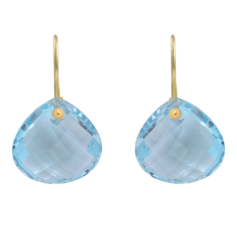 Gold Elisa Blue Topaz Pear Shape Earrings