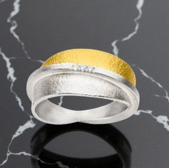 'Orbit Eclipse' Silver and 22ct Gold Diamond Trio Ring