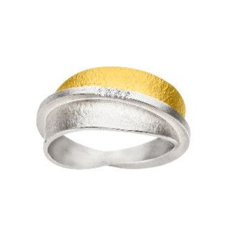 'Orbit Eclipse' Silver and 22ct Gold Diamond Trio Ring