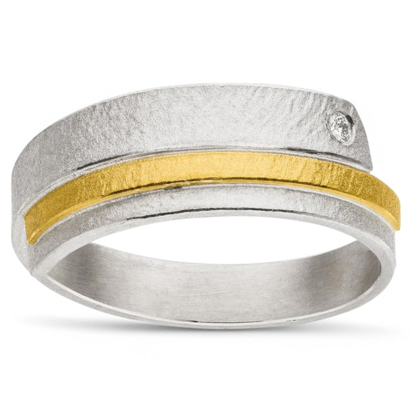 'Solar Pulse' Silver & 22ct Gold Diamond Ring