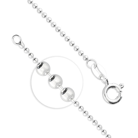 Medium Bead Sterling Silver Chain Necklace