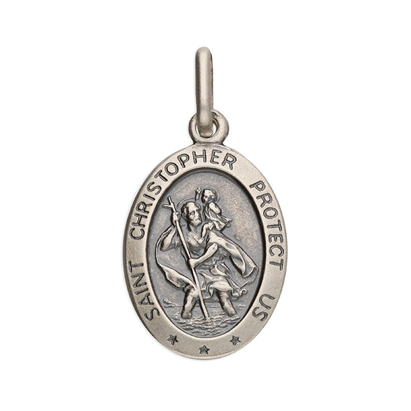 St Christopher 17mm Oxidised Sterling Silver Pendant