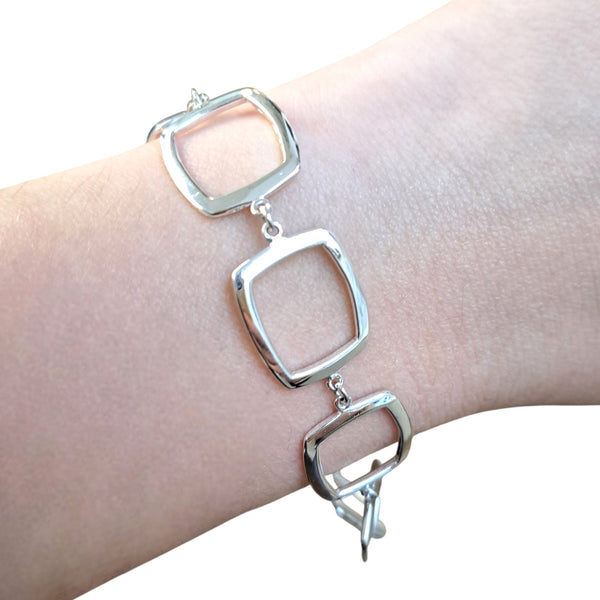 Geometric Squares Sterling Silver Bracelet