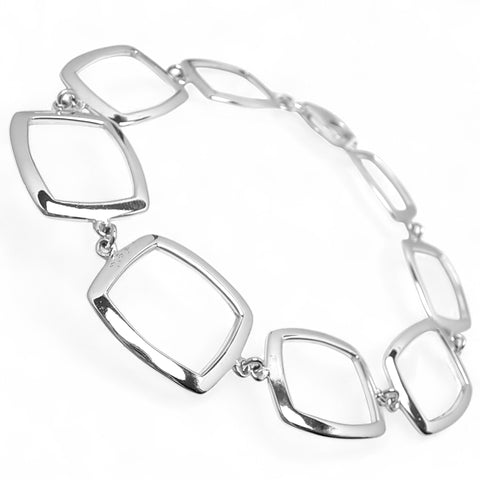 Geometric Squares Sterling Silver Bracelet