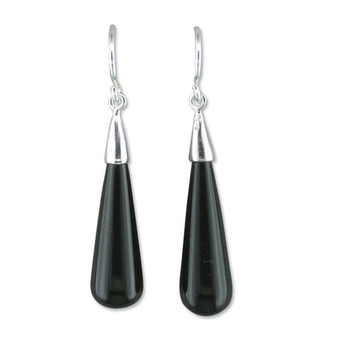 Onyx Teardrop Sterling Silver Drop Earrings