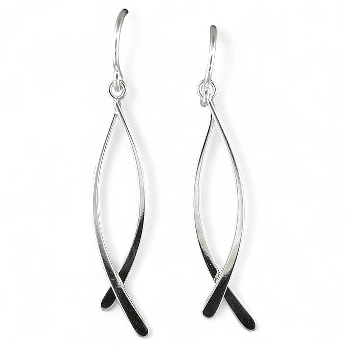 Ribbon Crossover Sterling Silver Drop Earrings