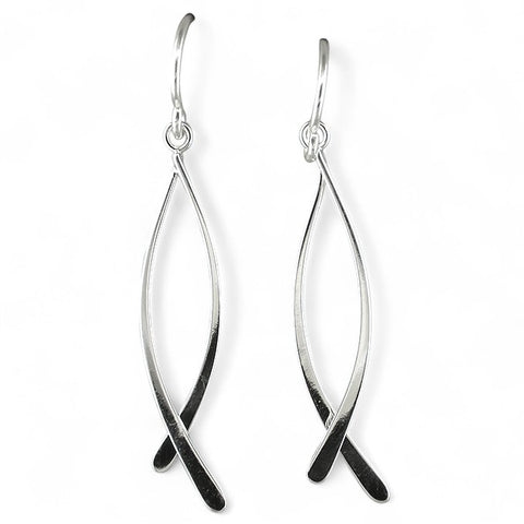 Ribbon Crossover Sterling Silver Drop Earrings