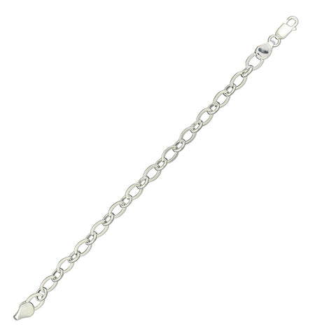 Flat Medium Oval Link Sterling Silver Bracelet