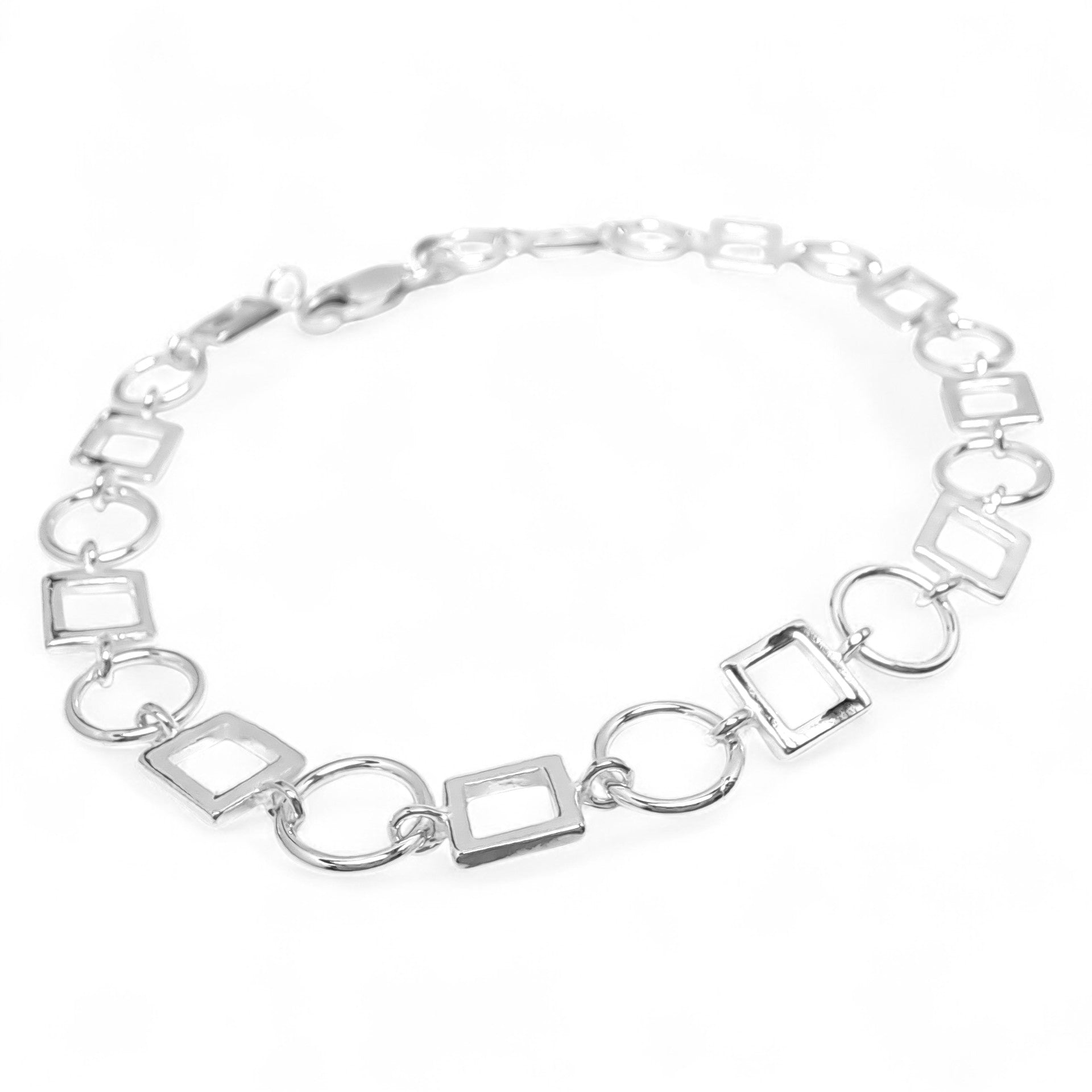 Squares & Circles Sterling Silver Bracelet