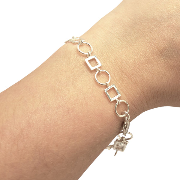 Squares & Circles Sterling Silver Bracelet