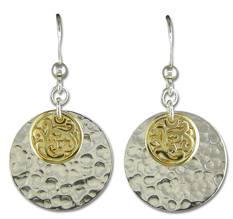 Double Disc Two-Tone Drop Earrings