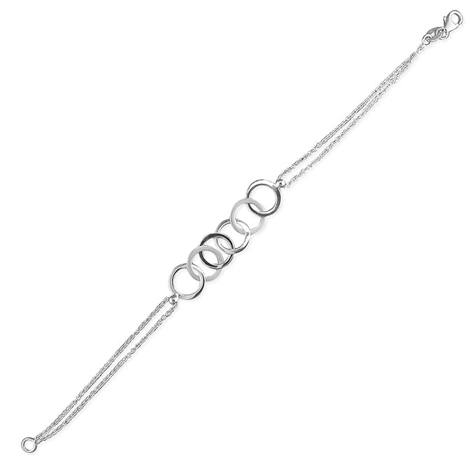 Circle Link Chain Sterling Silver Bracelet
