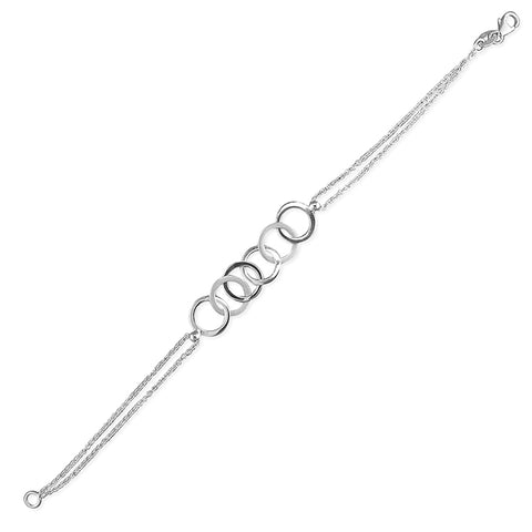 Circle Link Chain Sterling Silver Bracelet