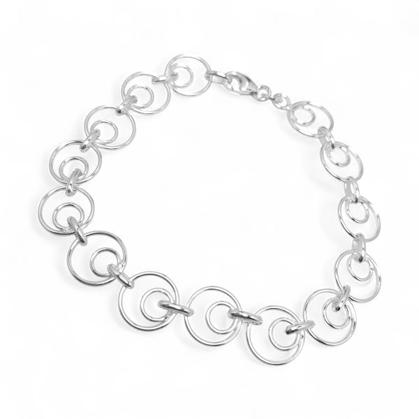 Double Circles Sterling Silver Bracelet