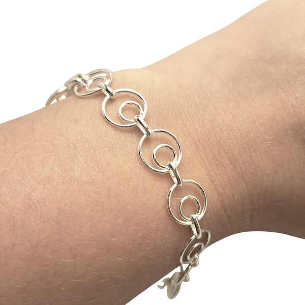 Double Circles Sterling Silver Bracelet