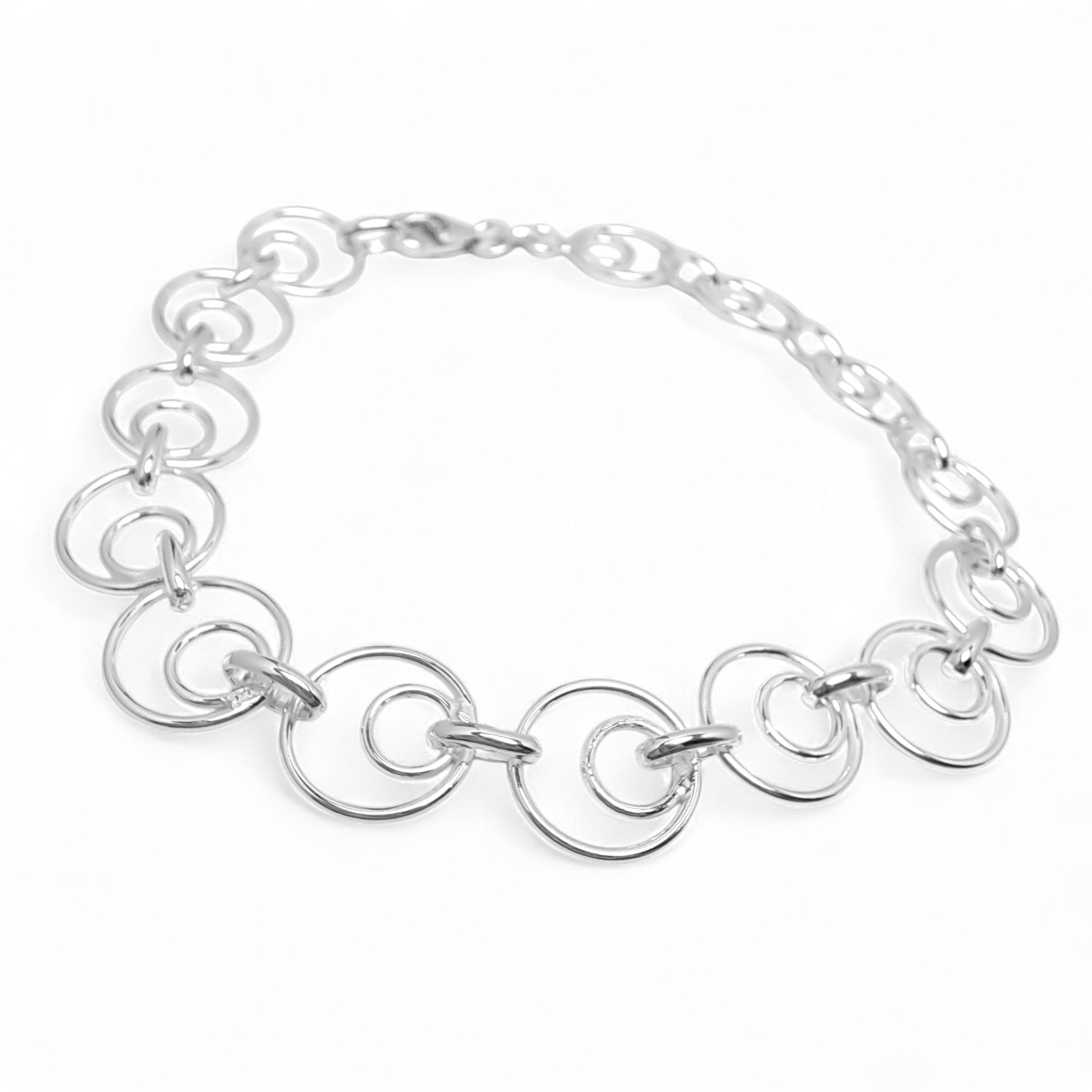 Double Circles Sterling Silver Bracelet