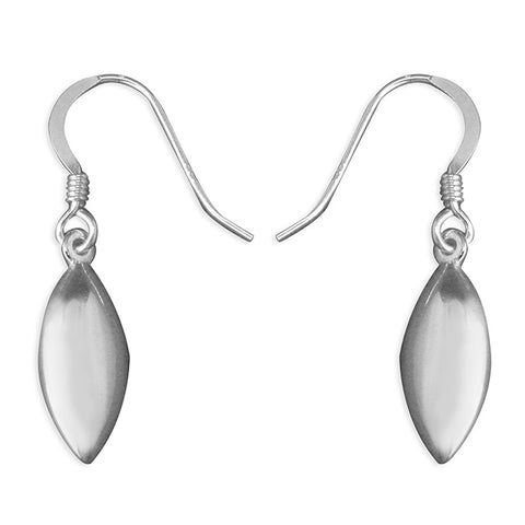 Pointed Oval Sterling Silver Drop Earrings