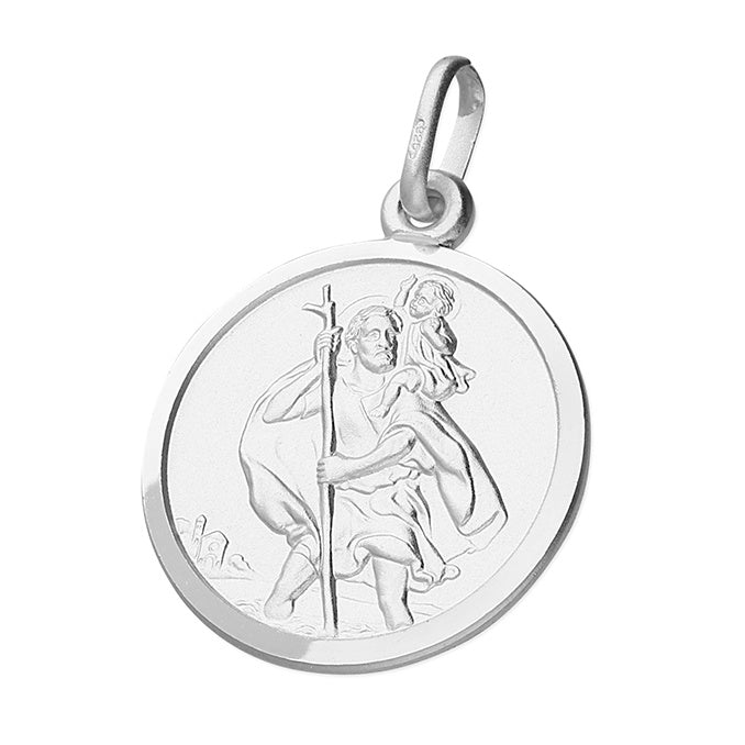 St Christopher Sterling Silver 18mm Round Pendant